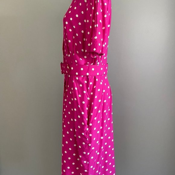 Vintage Ms. Chaus Pink Polka Dot Belted Dress - Picture 5 of 8